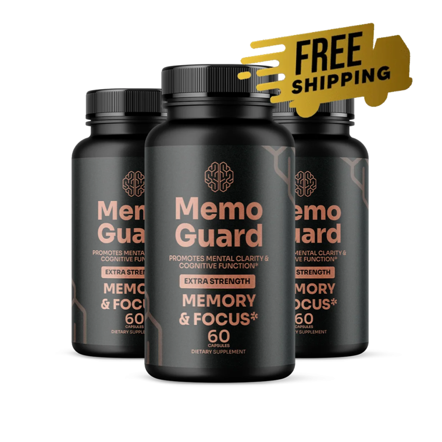MemoGuard natural memory and focus support capsule bottles